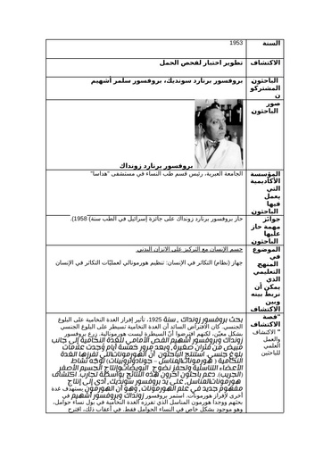 1953 - تطوير اختبار لفحص الحمل