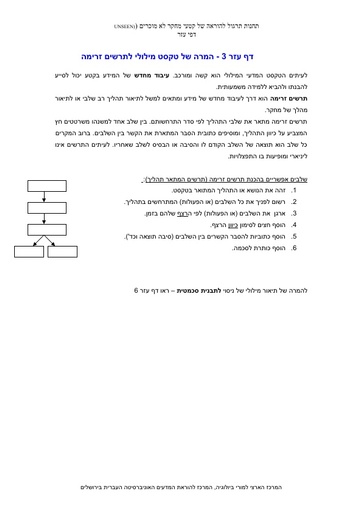 דף עזר 3 - המרה של טקסט מילולי לתרשים זרימה (2013)